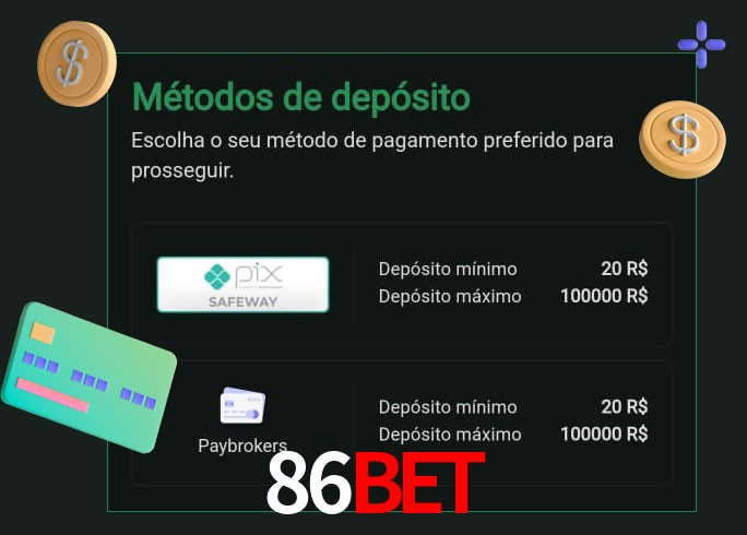 O cassino 86BET oferece uma grande variedade de métodos de pagamento
